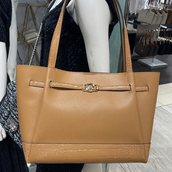 MICHAEL KORS
Reed Large Leather Belted Satchel Shoulder Handbag 
Deer Crocodile - Picture 9 of 16